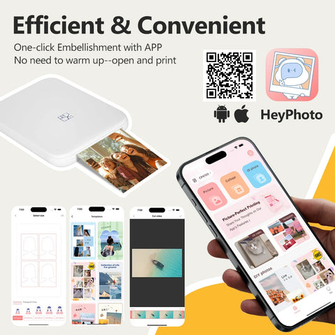 Impresora portátil – Fotos adhesivas 2×3″ sin tinta con tecnología ZINK