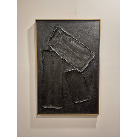 Cuadro Abstracto Negro 60x90 Cm Marco Cobre Chocolate Negro Chocolate