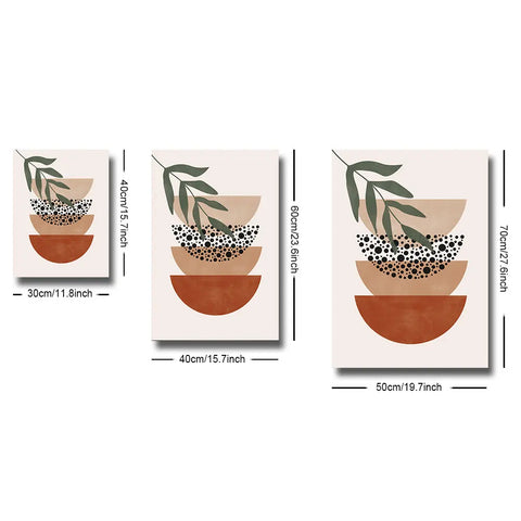 Póster boho geométrico terracota – Semicírculo botánico