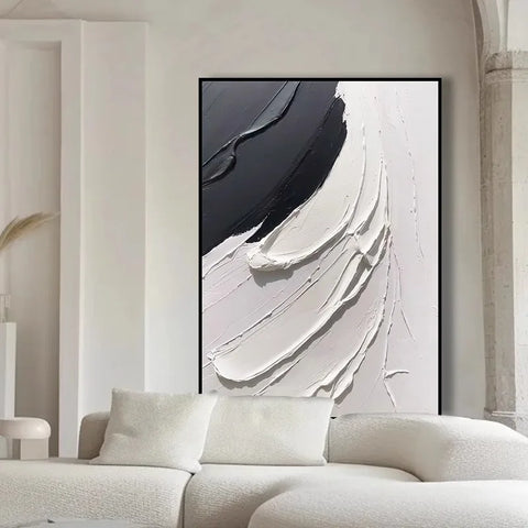 Pintura al oleo blanco y negro – Estilo minimalista moderno